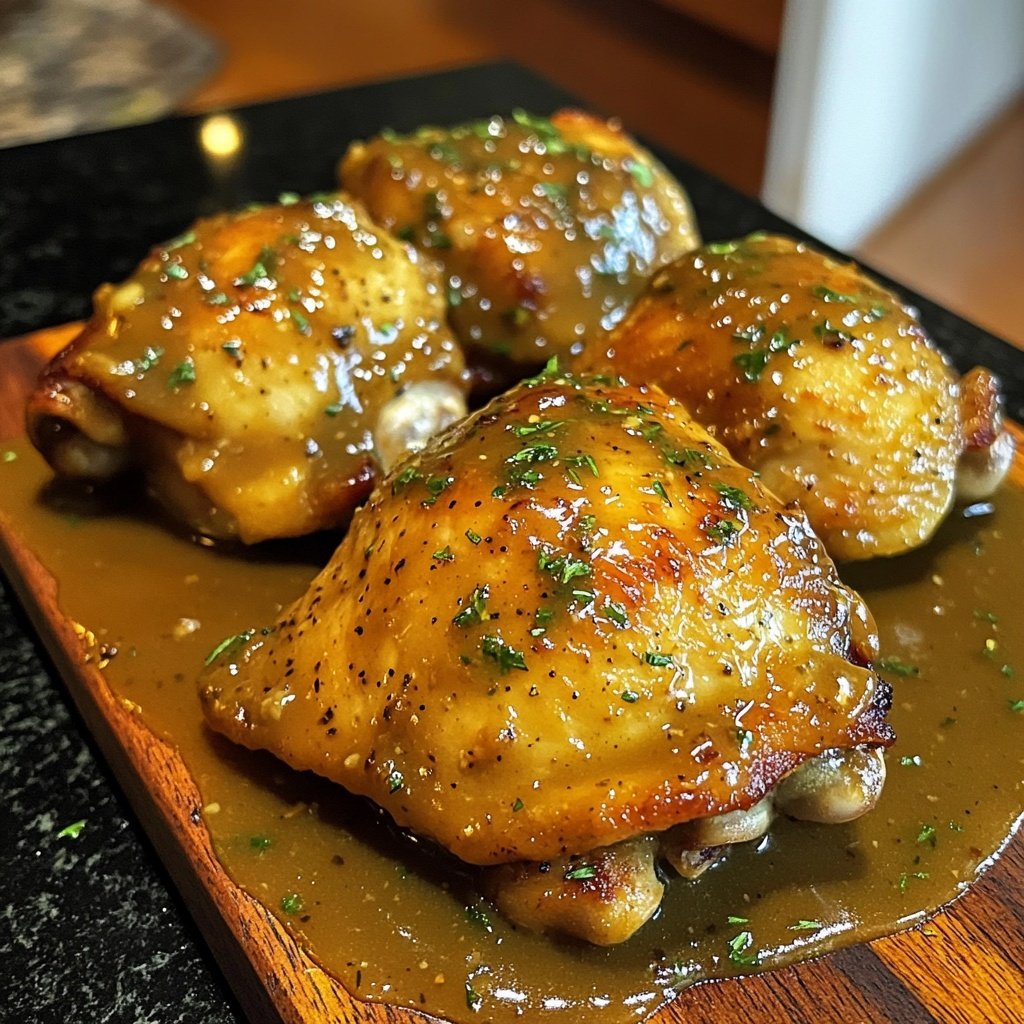 Simple Slow Cooker Chicken Thighs with Gravy