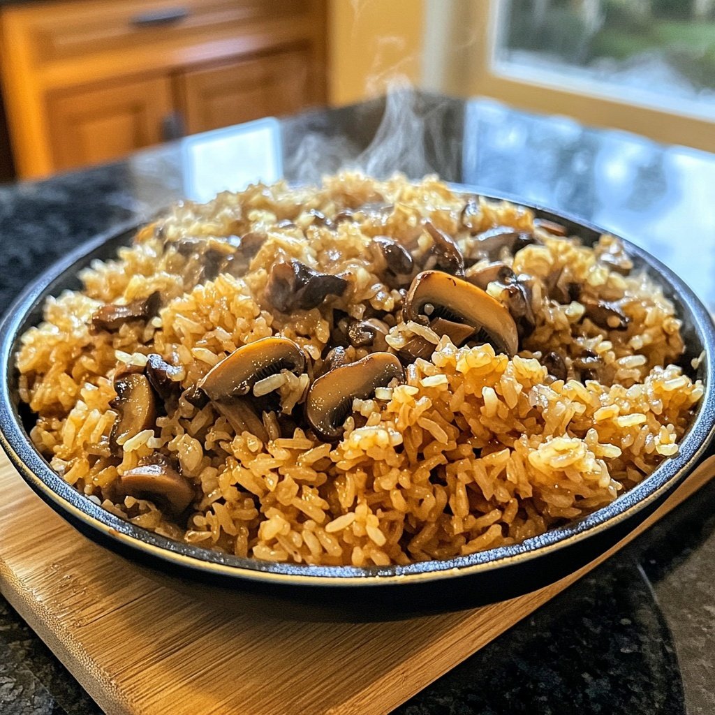 One Pot Soy Sauce Mushroom Rice