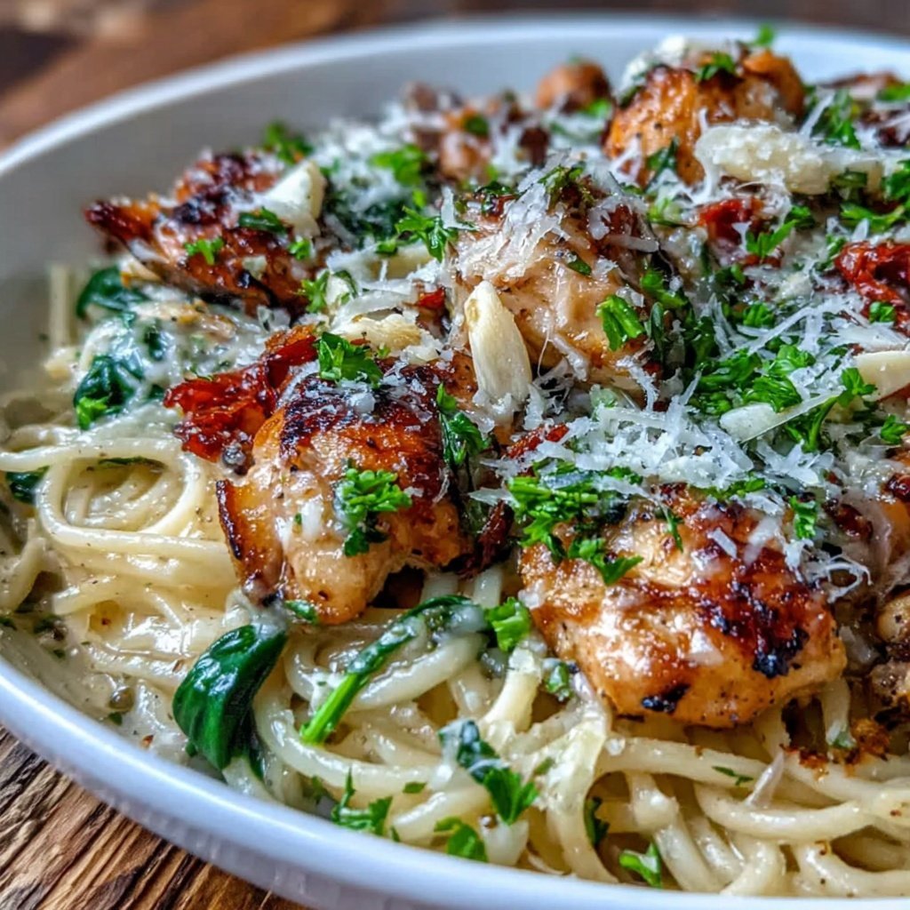 Chicken Pasta With Spinach And Garlic