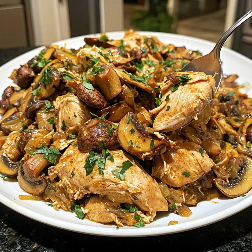 Healthy Crockpot Chicken with Mushrooms