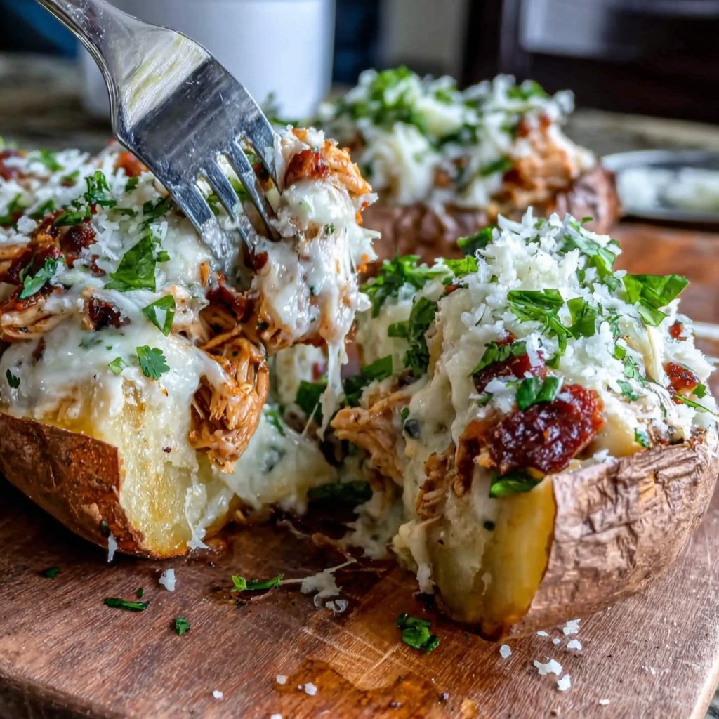 Shredded Chicken Stuffed Sweet Potatoes